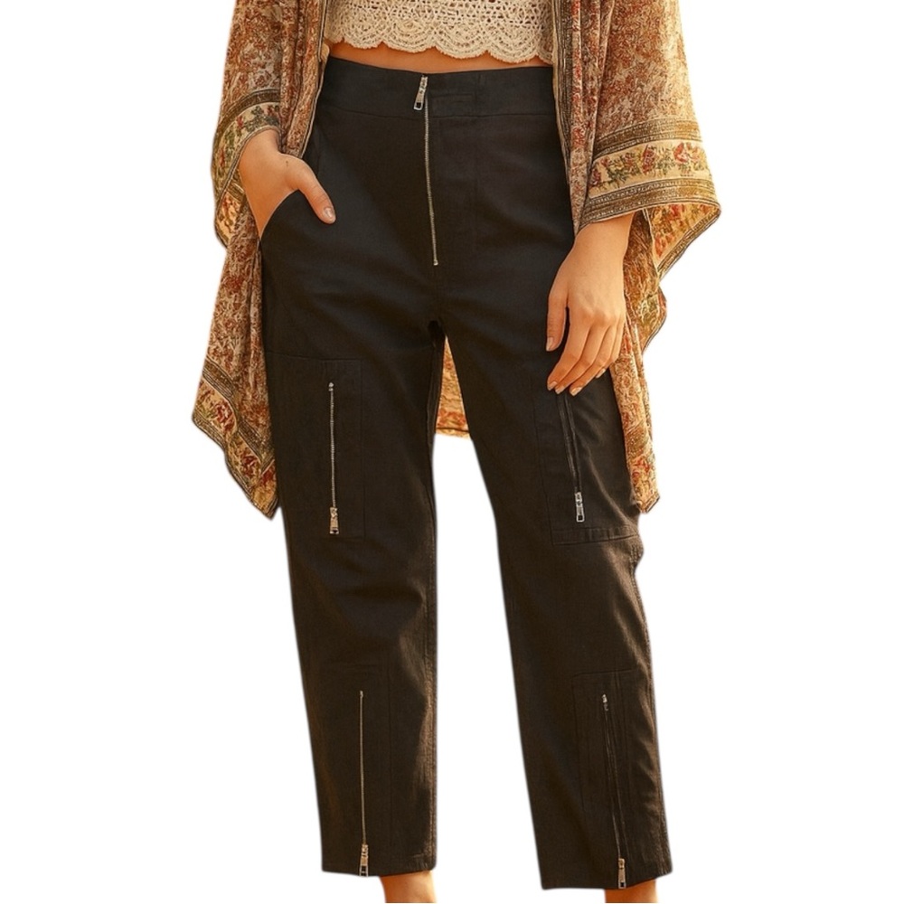 Scotch & Soda Sea You Black Cotton Zipper Detail Cargo Pants Size 30